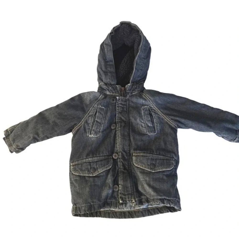 Baby Gap Toddler Boys Dark Wash Denim Sherpa Lined Jacket Blue 2‎ Years